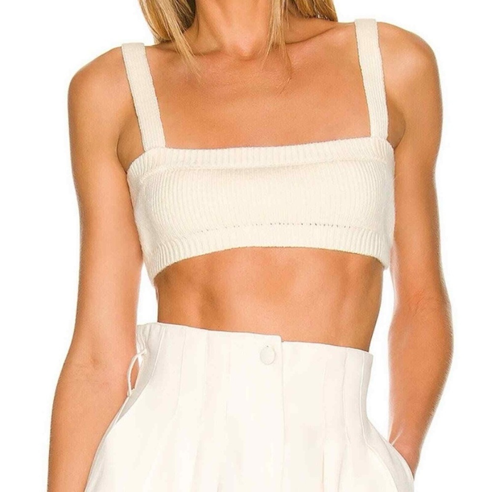 Danielle Bernstein Sweater Pull On Bra Crop Top Cream Size Medium